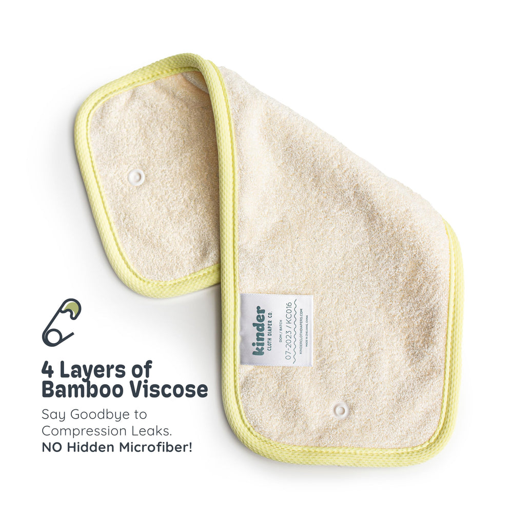 Kinder diaper with athletic wicking jersey lining for breathable comfort.