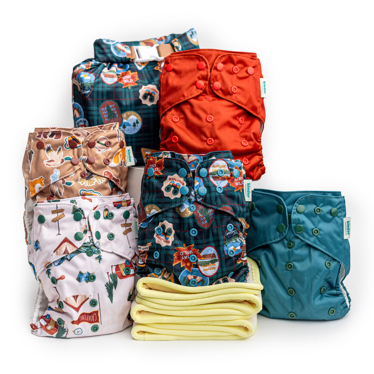 Kinder big-adventure pocket diapers demonstrate versatile fit from newborn to potty training.