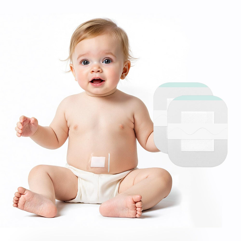 Kinderia baby waterproof umbilical sticker on soft cotton pad supports protruding belly buttons