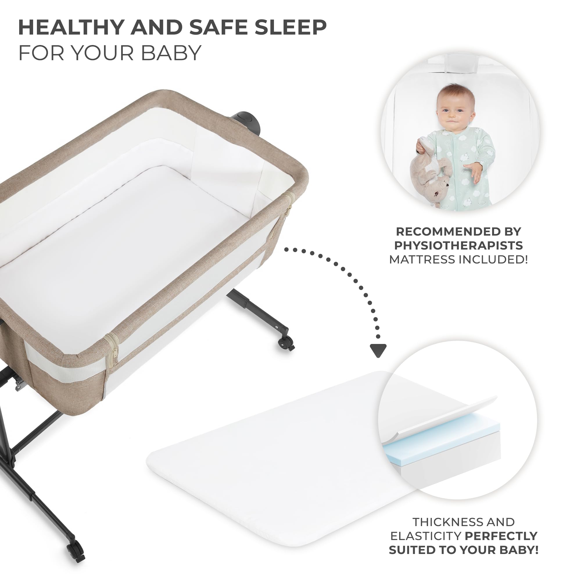 Kinderkraft Neste UP2 includes mattress and sheet in beige