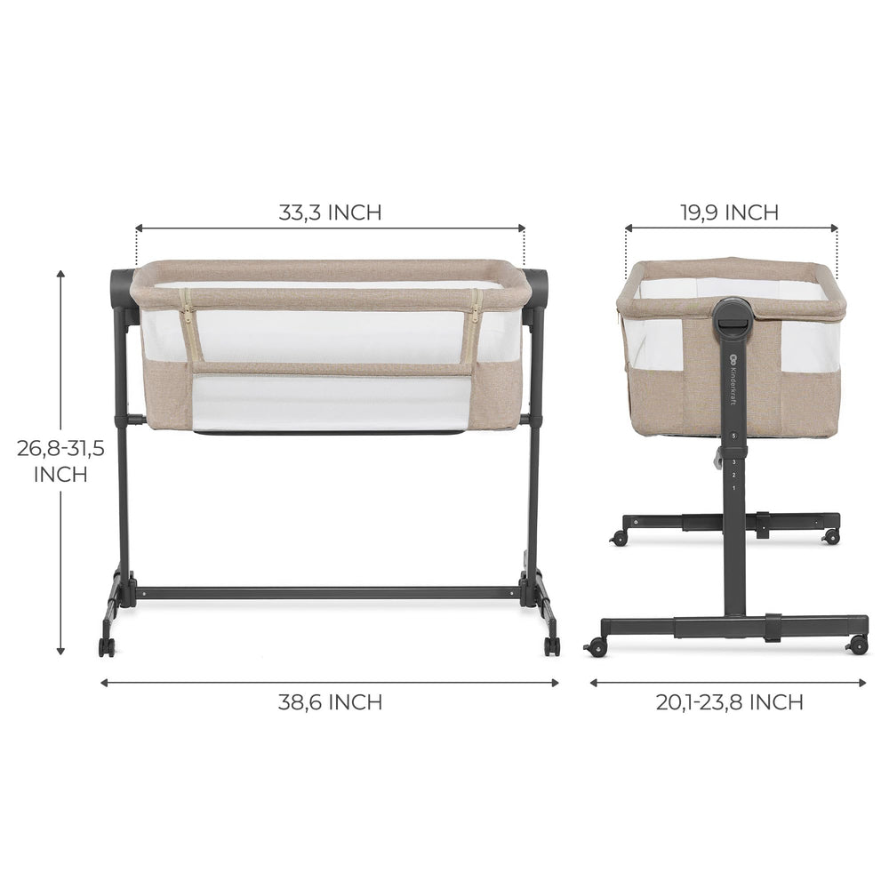 Kinderkraft Neste UP2 beige bedside cot in a nursery