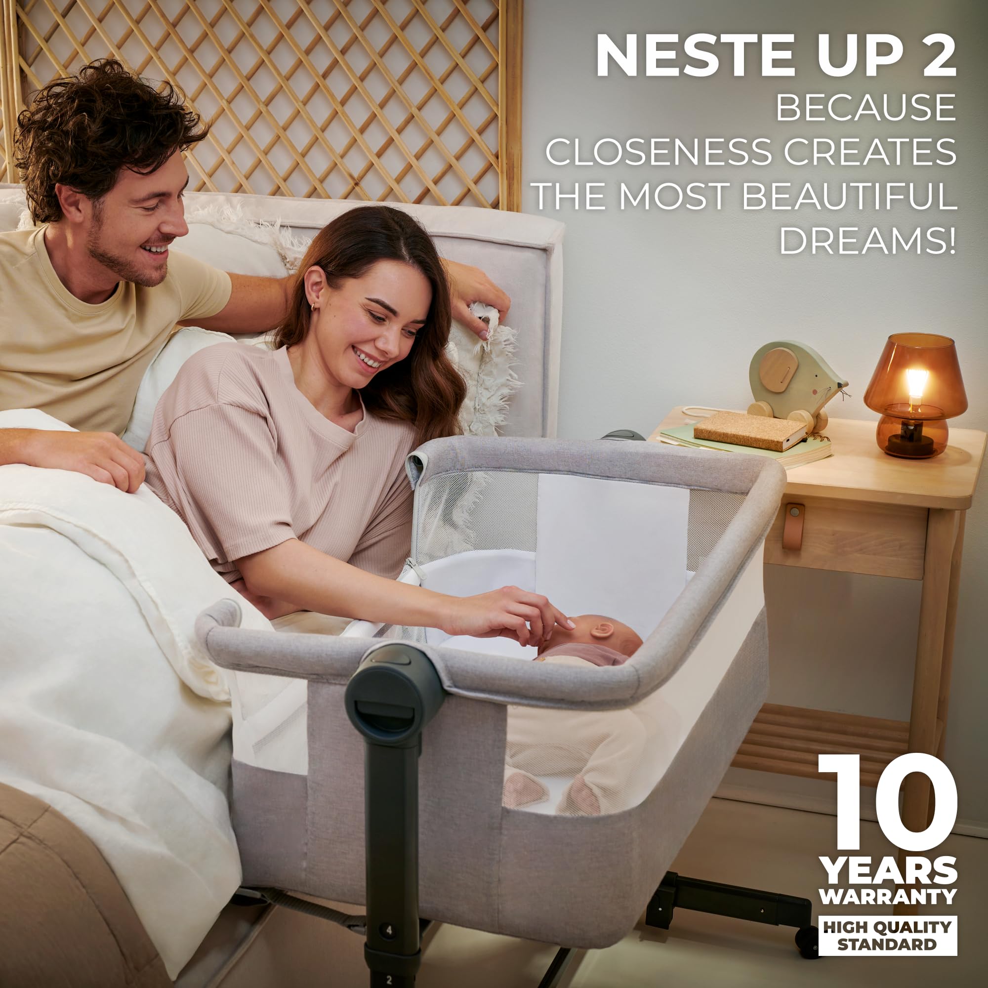 Kinderkraft Neste UP2 crib to co-sleeper function in use