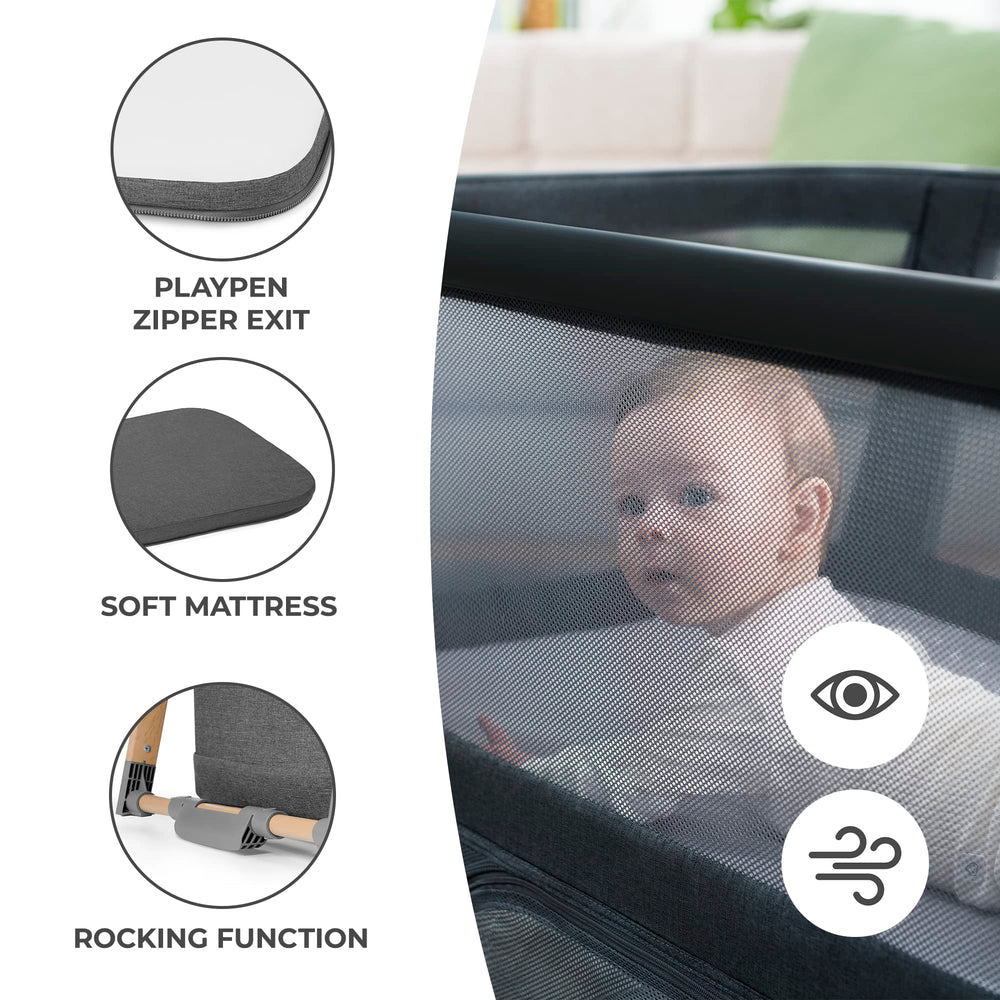 Kinderkraft Sofi aluminium frame keeps the crib sturdy yet lightweight.