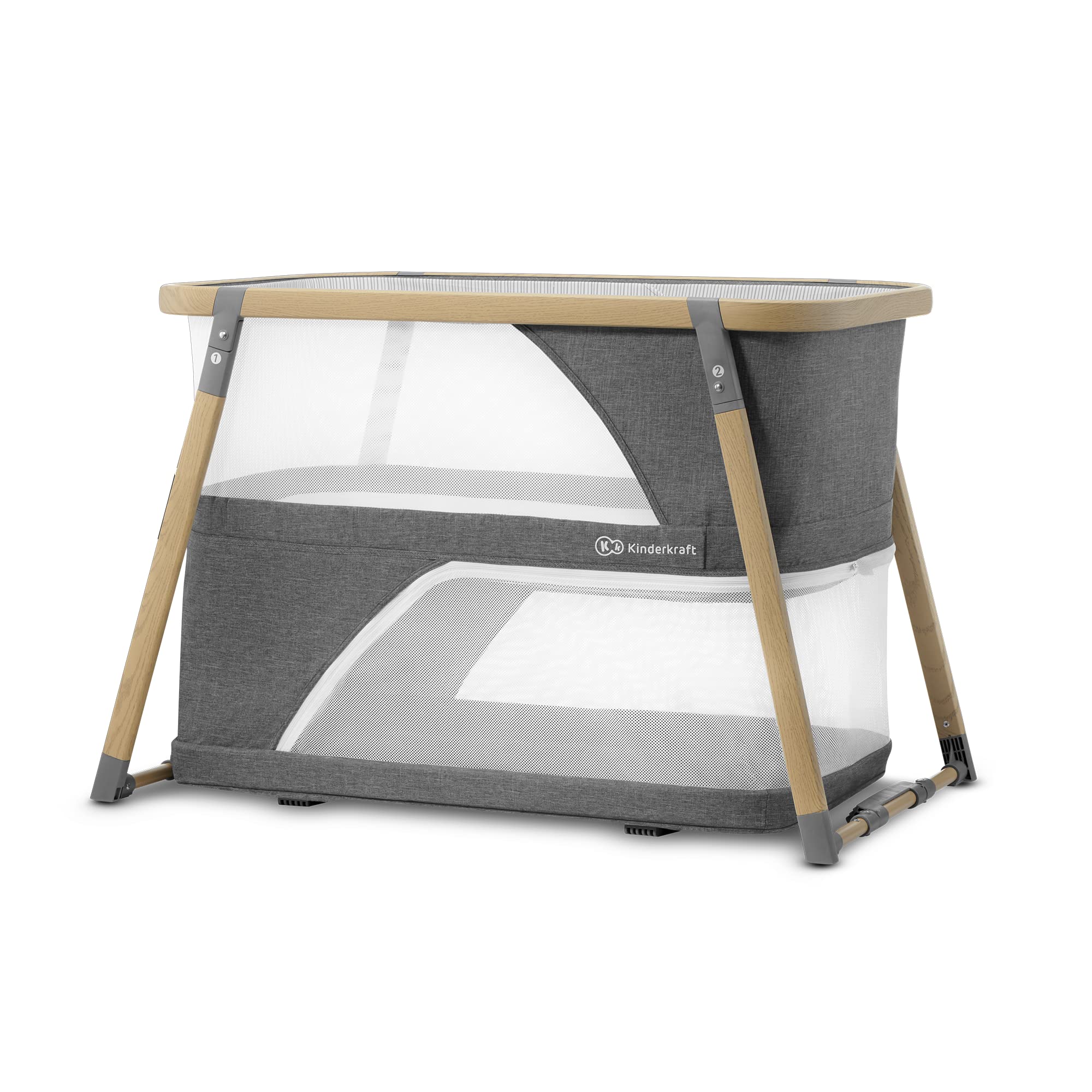 Kinderkraft Sofi travel crib folded in carry bag for easy packing on trips.