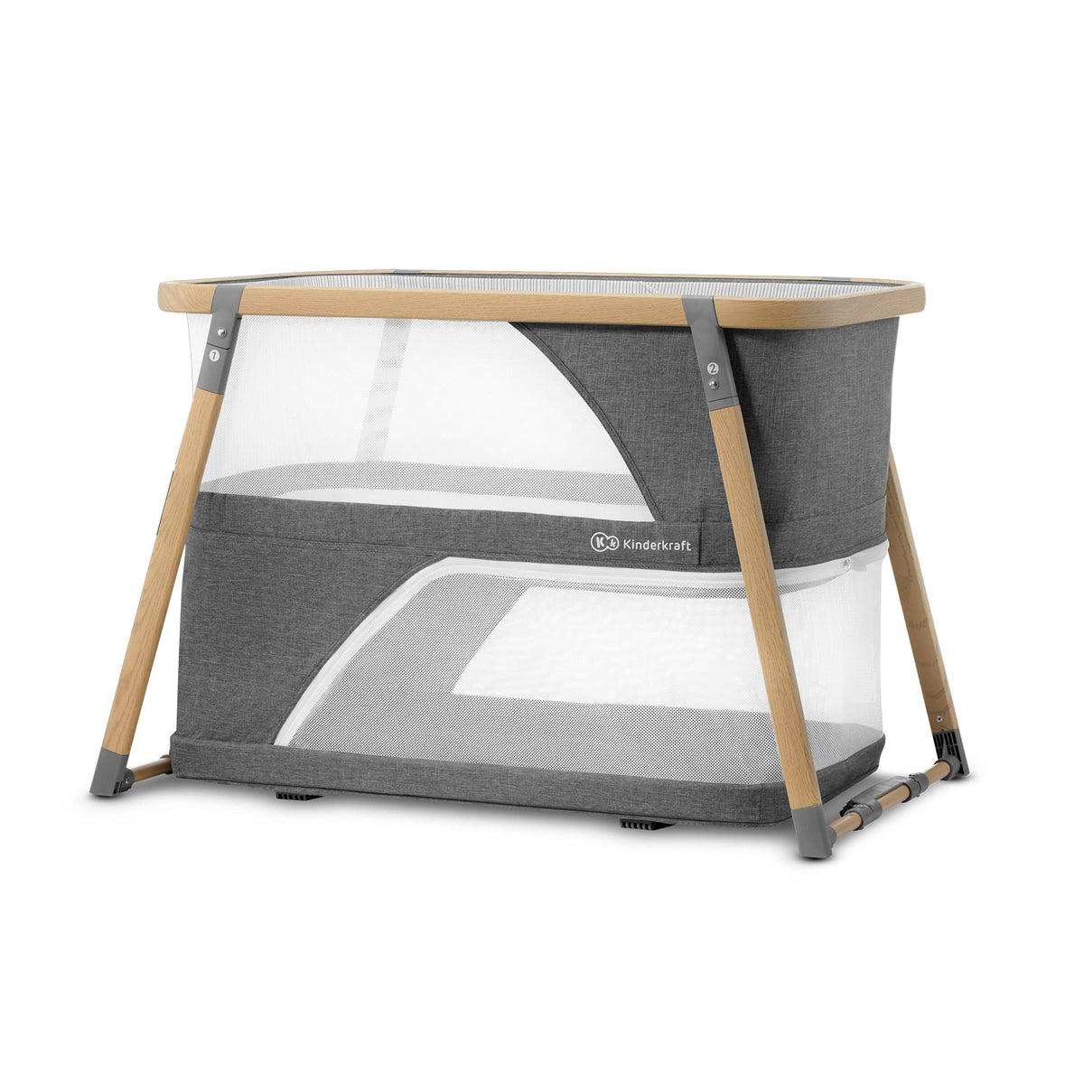 Kinderkraft Sofi travel crib folded in carry bag for easy packing on trips.