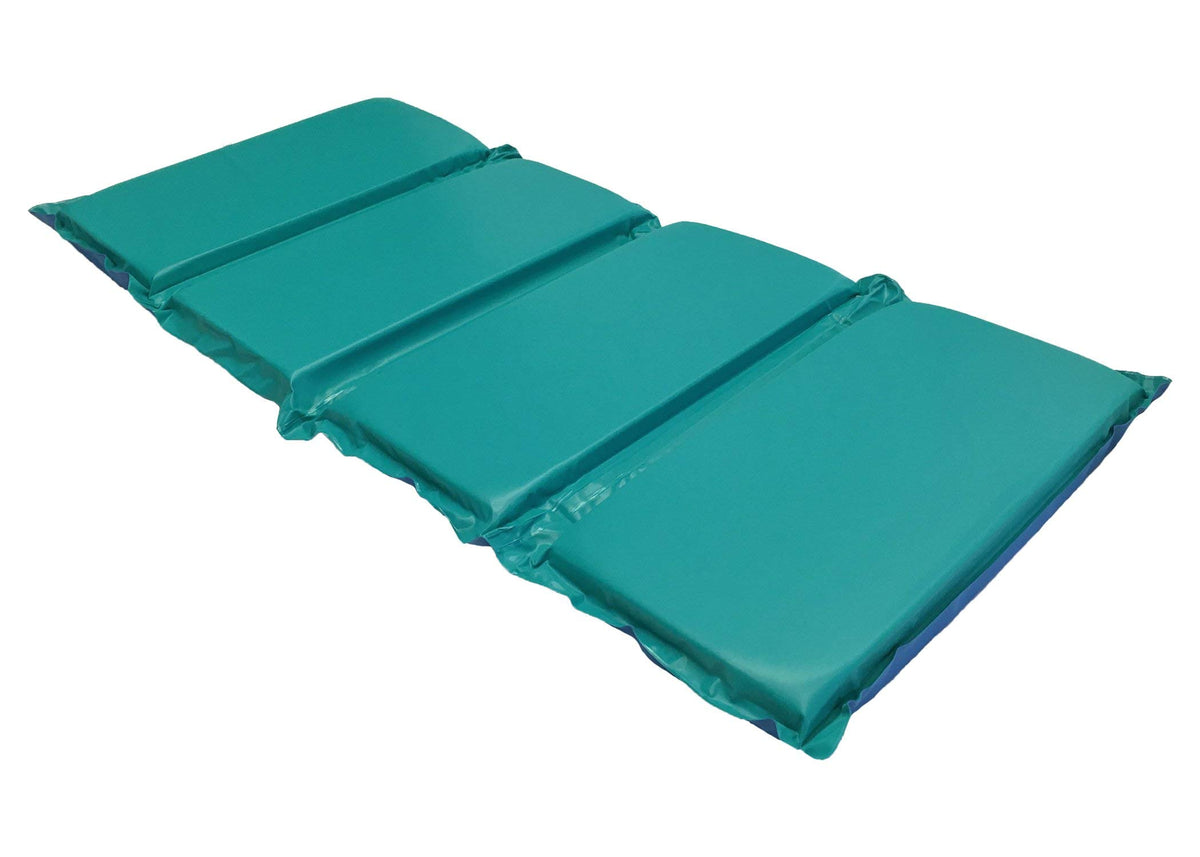 KinderMat jr-daydreamer rest mat blue-teal folded for easy portable nap time.