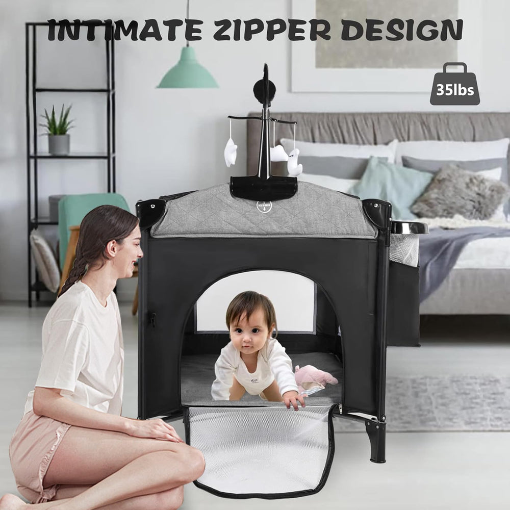 Kinder King 4in1 playard diaper organizer within reach