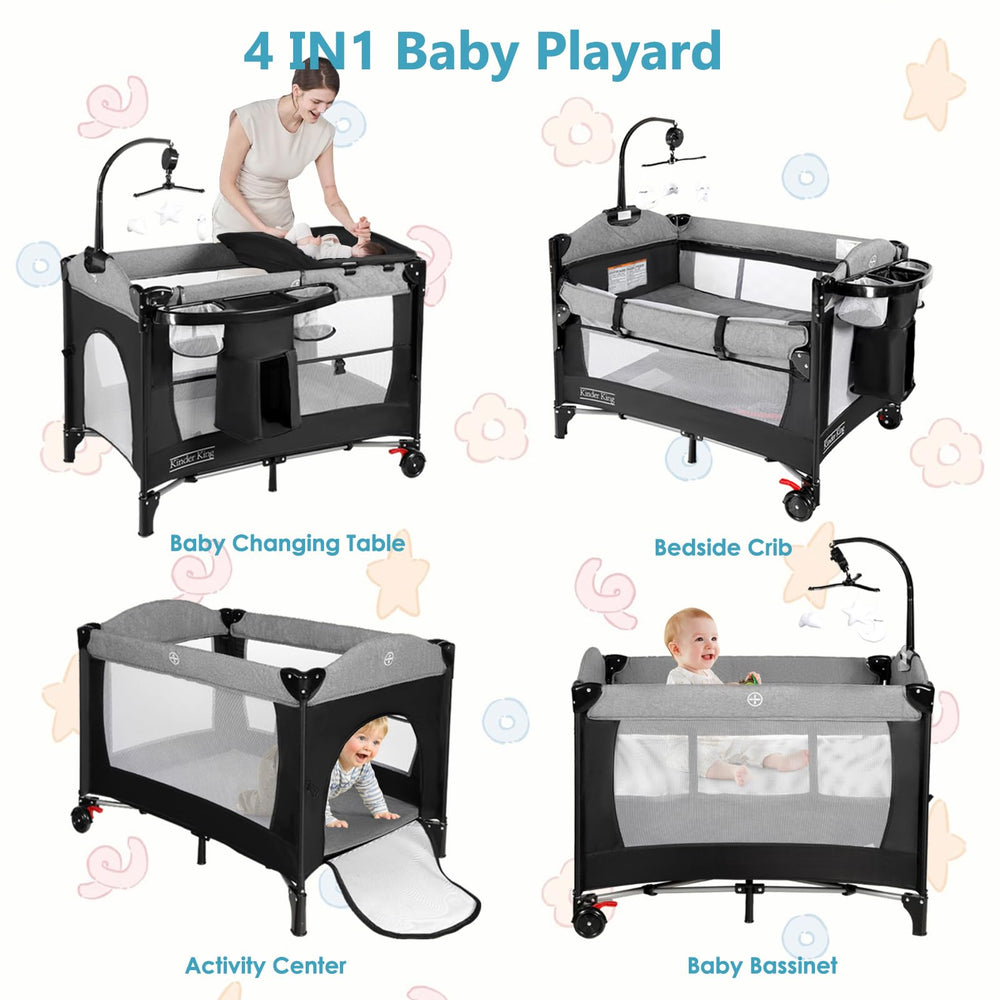 Kinder King 4in1 playard folded compact-transport for travel