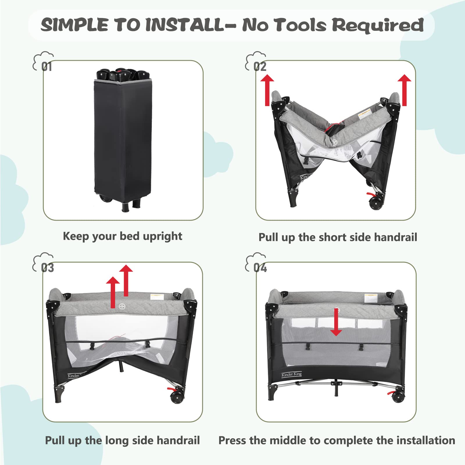 Kinder King 4in1 playard safe stable iron frame construction