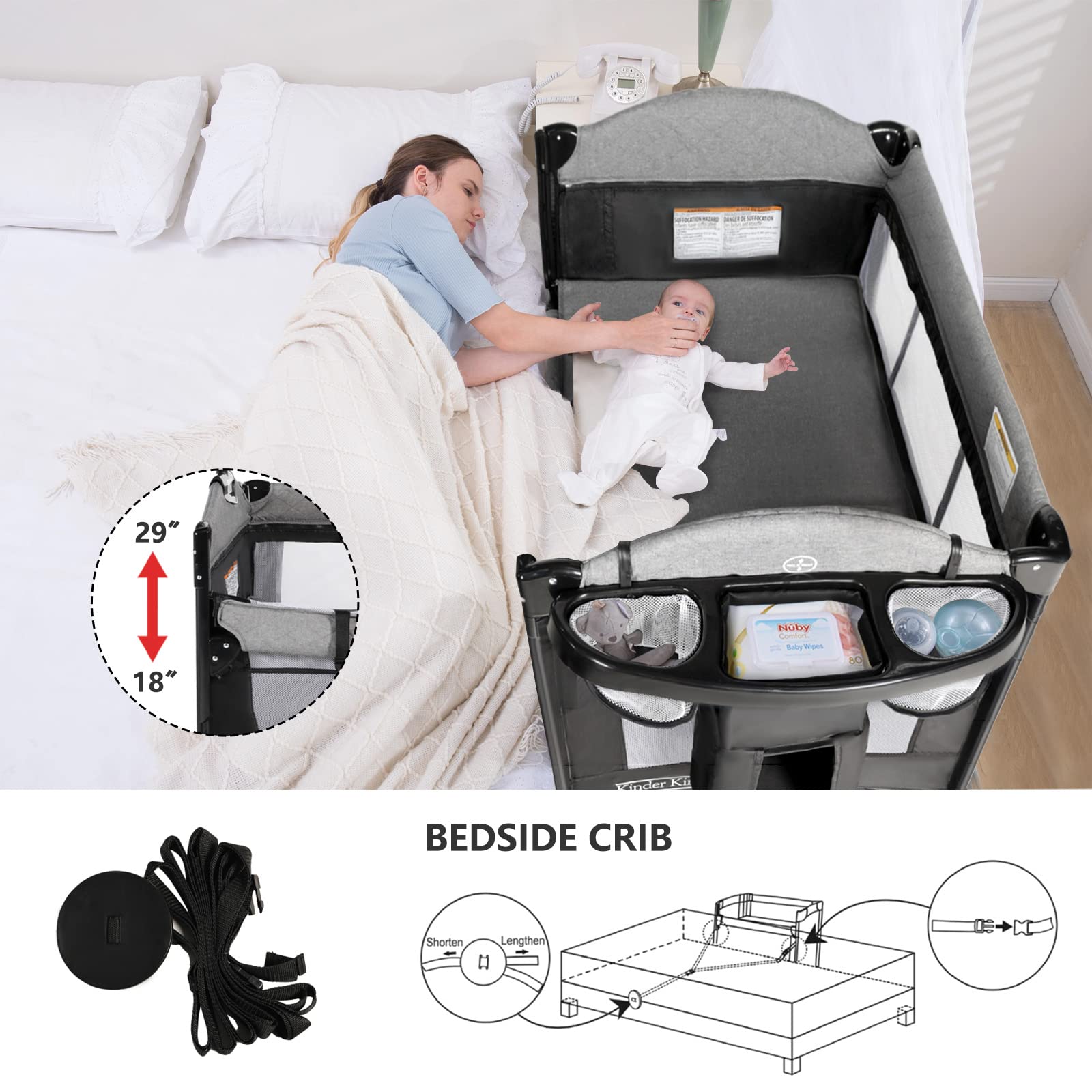 Kinder King 4in1 playard side mesh view shows breathable panels
