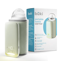 KinderSense Büki portable bottle warmer front view shows travel-friendly design for on-the-go feeds.