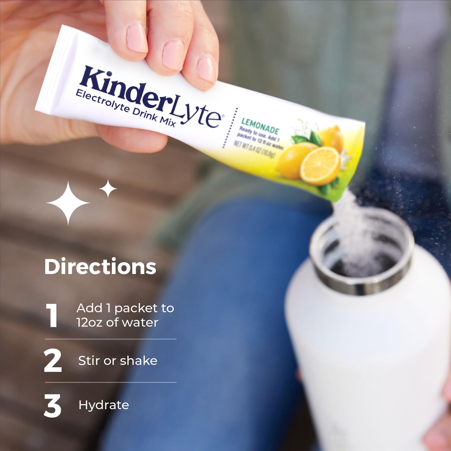 KinderLyte travel-sport-use image suggests on-the-go hydration