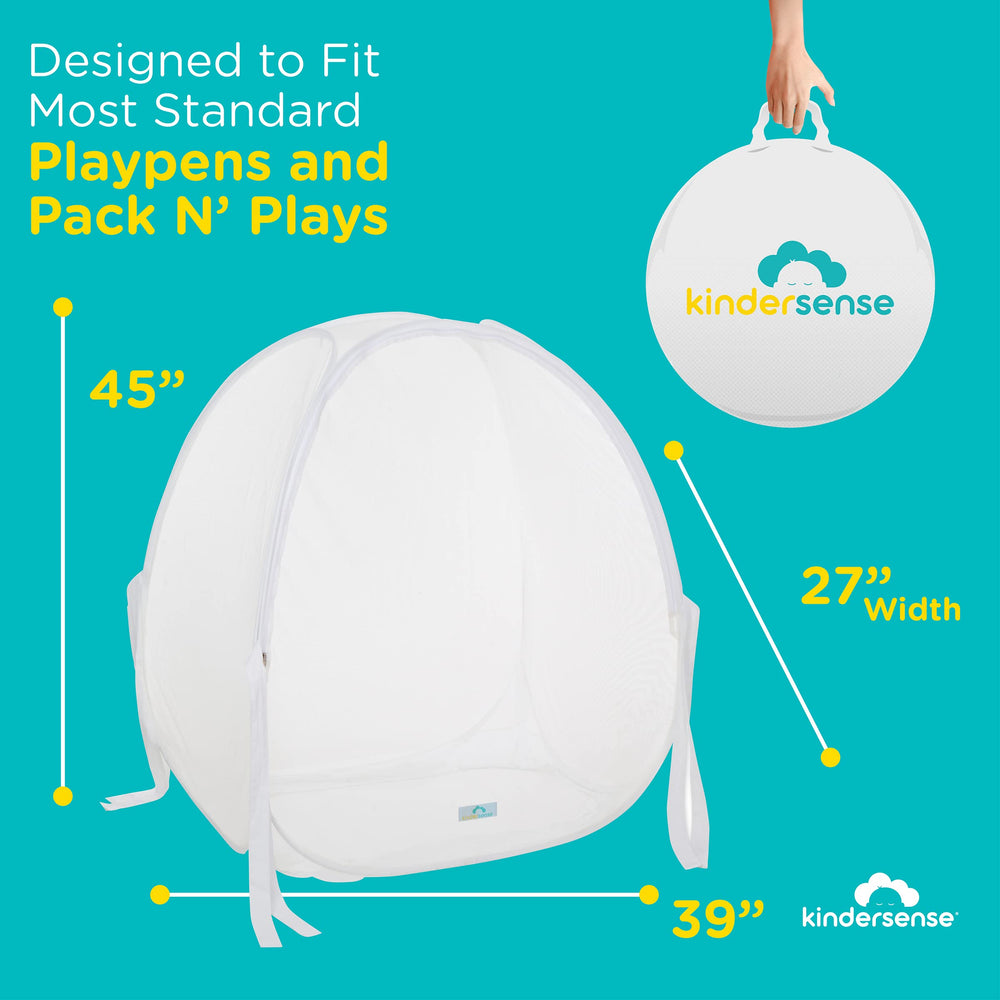 KinderSense Pack N Play Tent door view - easy access while keeping baby inside