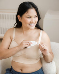 Kindred Bravely Twilight nursing pads closeup highlights soft organic viscose layer for comfort.