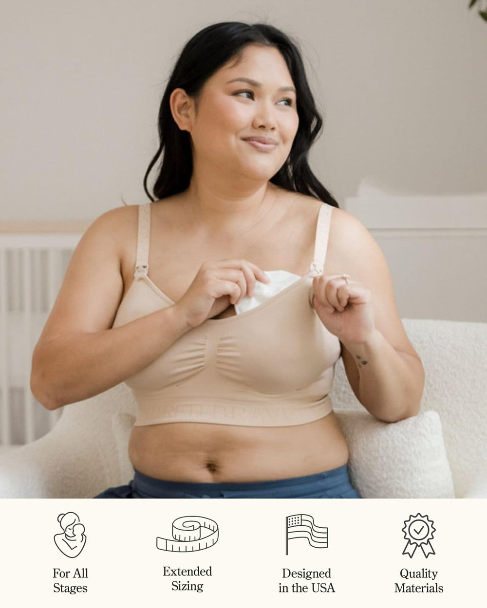 Kindred Bravely Organic Nursing Pads in-drawer photo suggests daily readiness and easy access