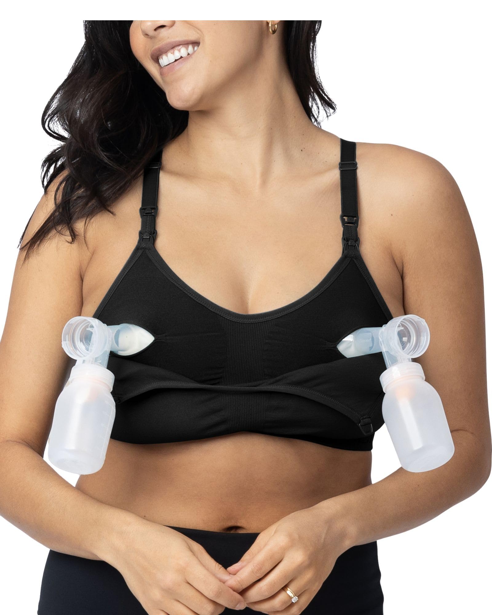 Kindred Bravely Sublime pumping-bra EasyClip closeup illustrating dual-layer hands-free design