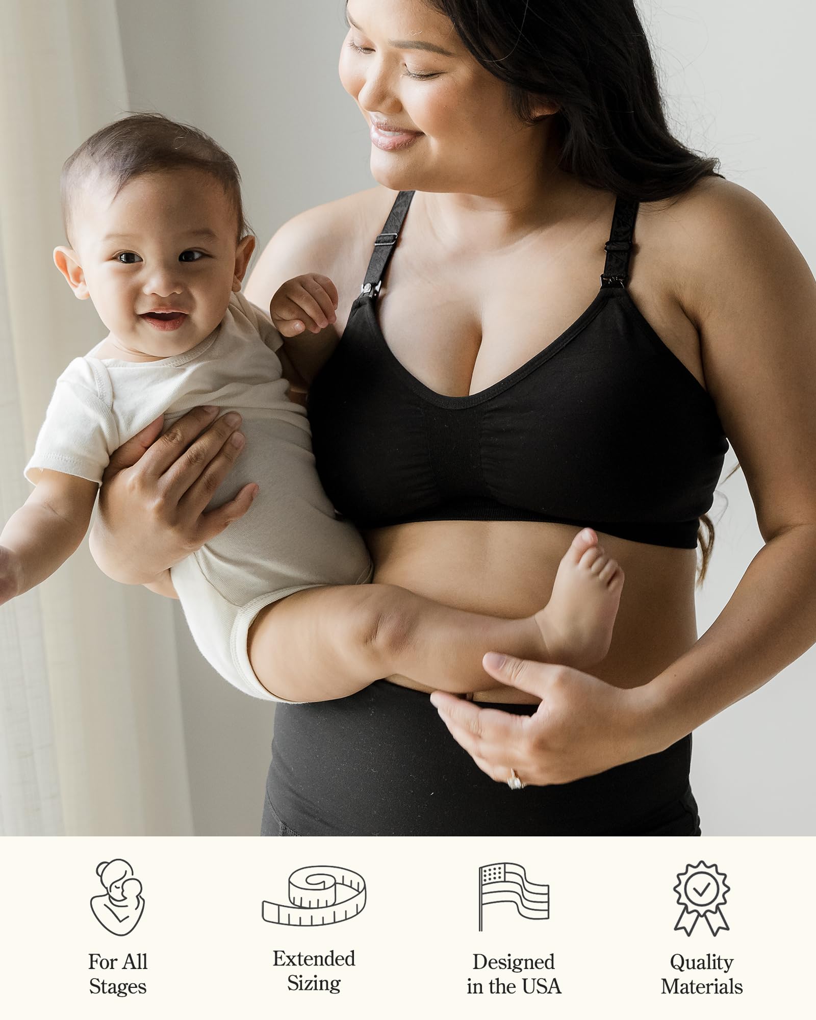 Kindred Bravely Sublime black pumping bra shows breathable, moisture-wicking fabric