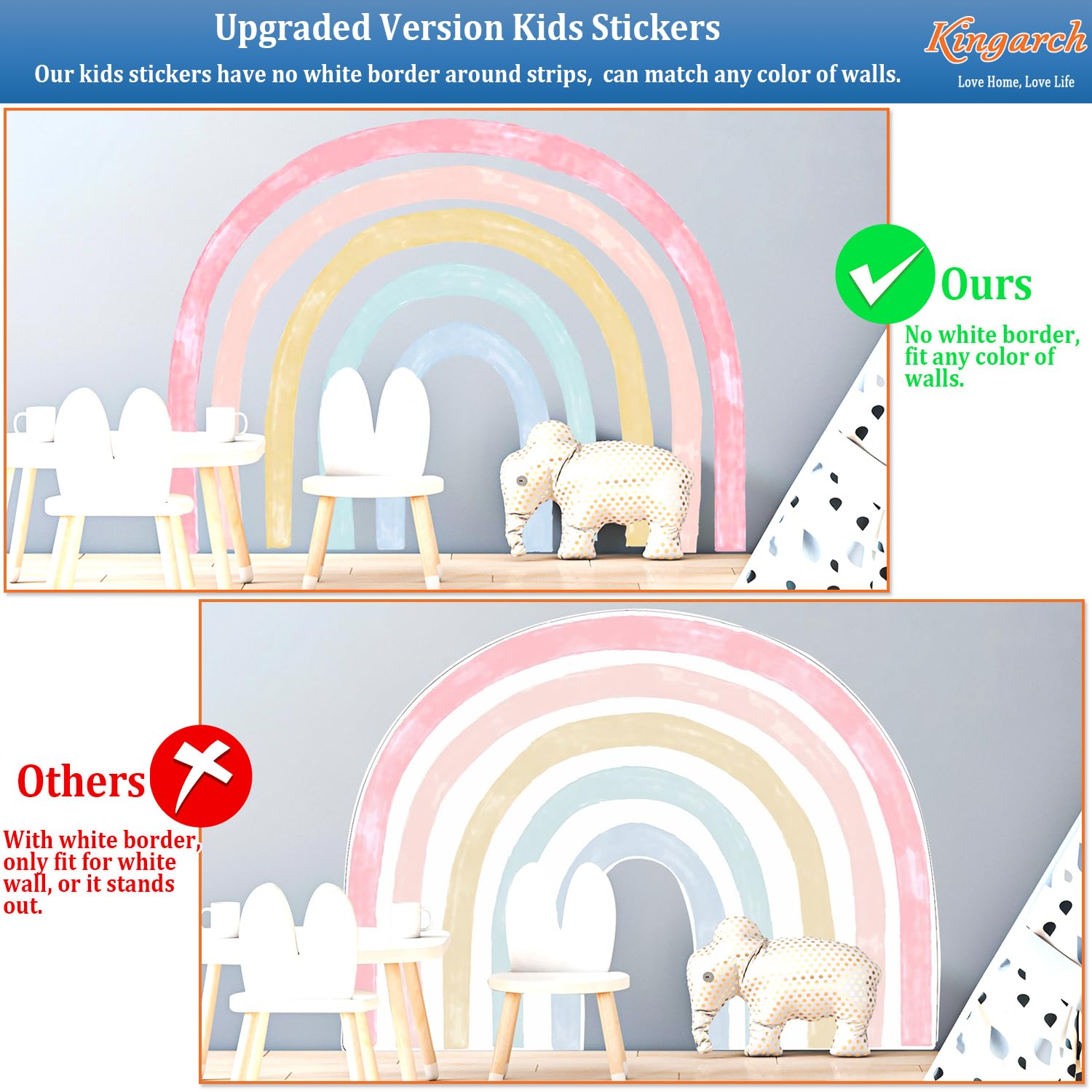 Kingarch nursery-decor peel-stick fabric offers repositionable use on smooth walls