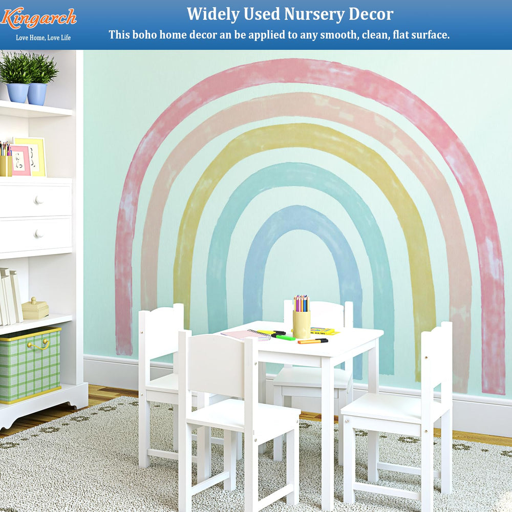 Kingarch watercolor-rainbow-panels bring soft, inviting color to playrooms and bedrooms