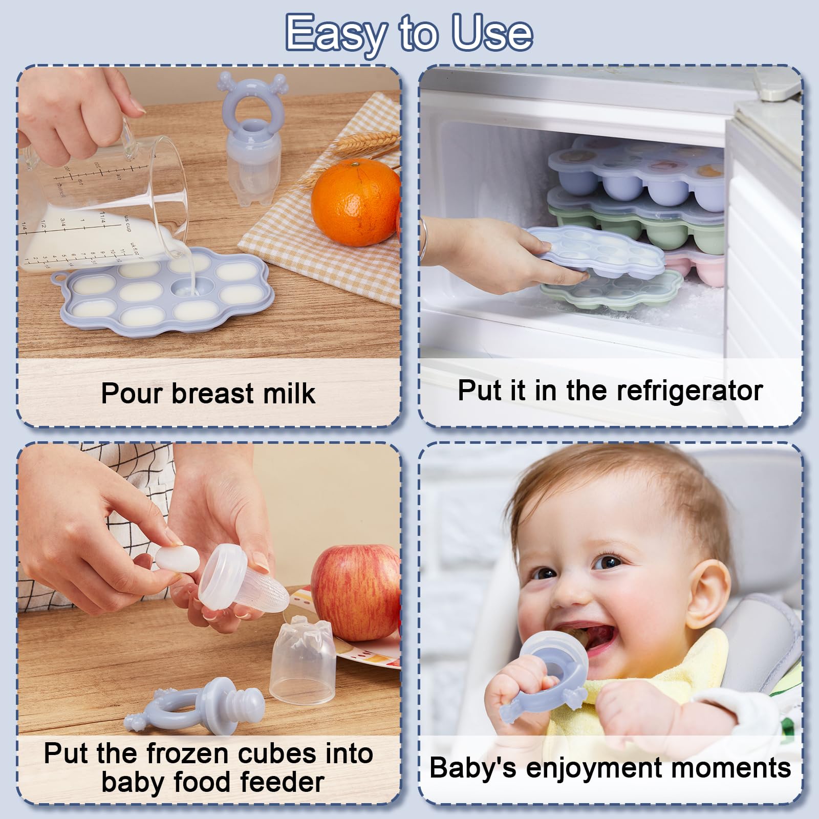 KingKam baby fruit feeder closeup showing soft silicone pouch.