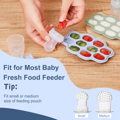 KingKam baby fruit feeder teether tray demonstrates soothing teething relief with frozen fruit bites.