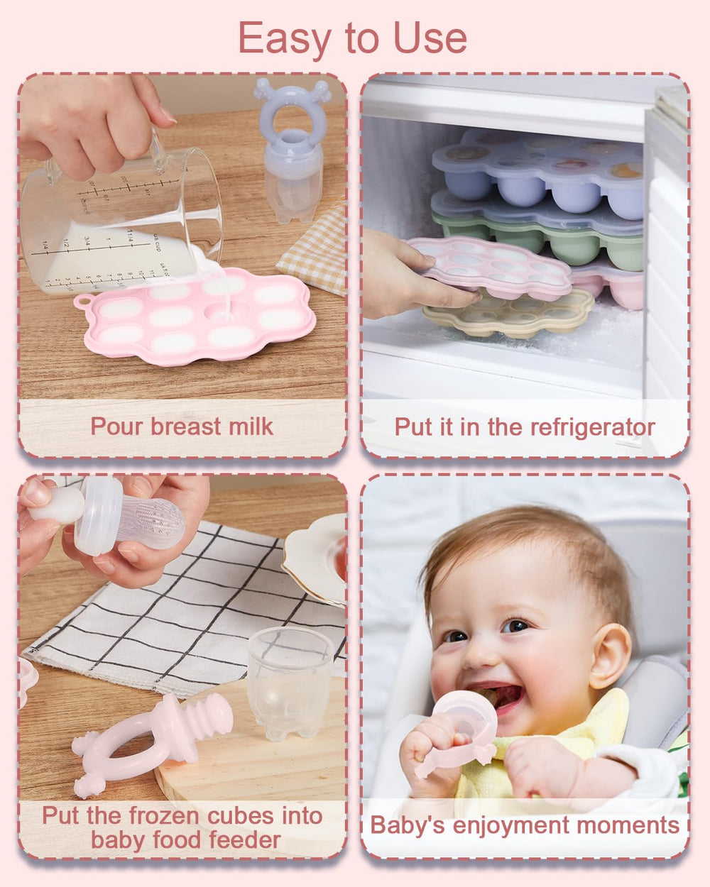 KingKam breastmilk popsicle mold with lid offering easy, mess-free soothing treats.