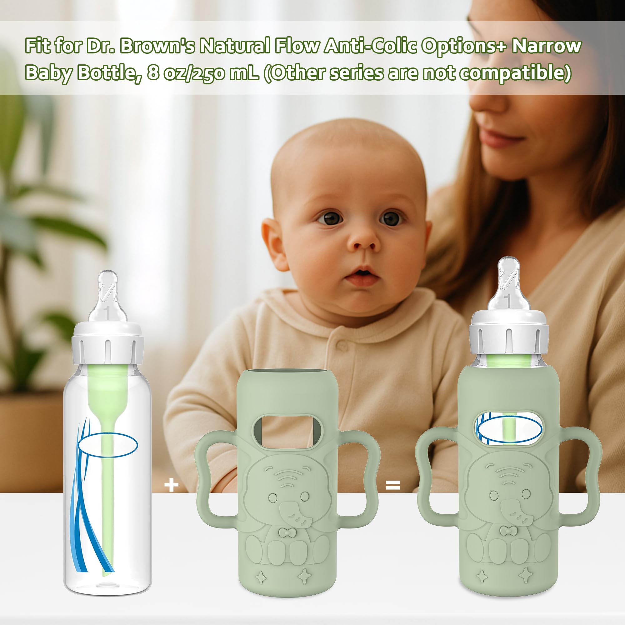 KingKam drop protection sleeve shields Dr. Brown's glass bottle from bumps.