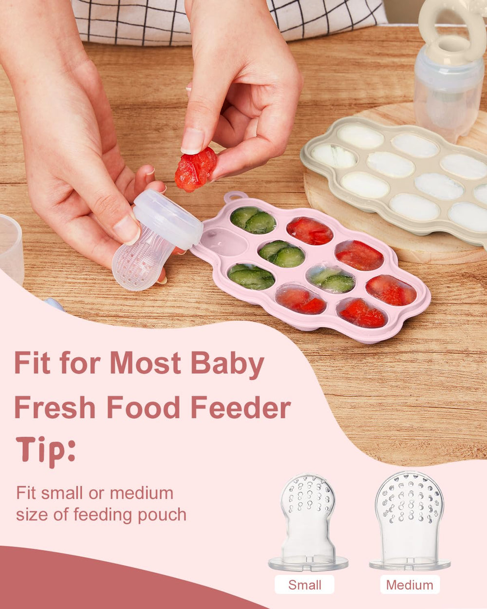 KingKam silicone baby tray for feeder-teether use during meals and teething.