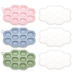 KingKam silicone nibble tray 3-pack assembly shows easy-to-pop frozen portions for quick baby snacks.