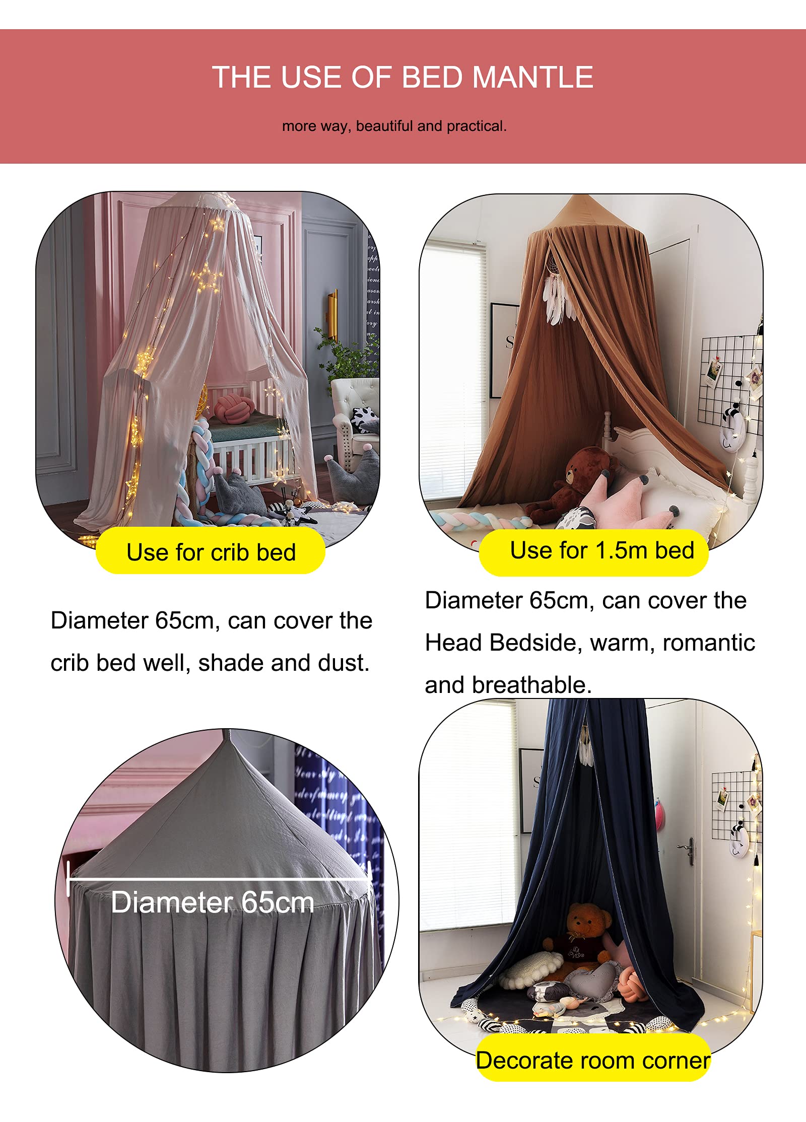KingKara bed canopy large size fits single to twin beds for versatility