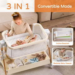kingobabys bedside crib with waterproof mattress ready for use