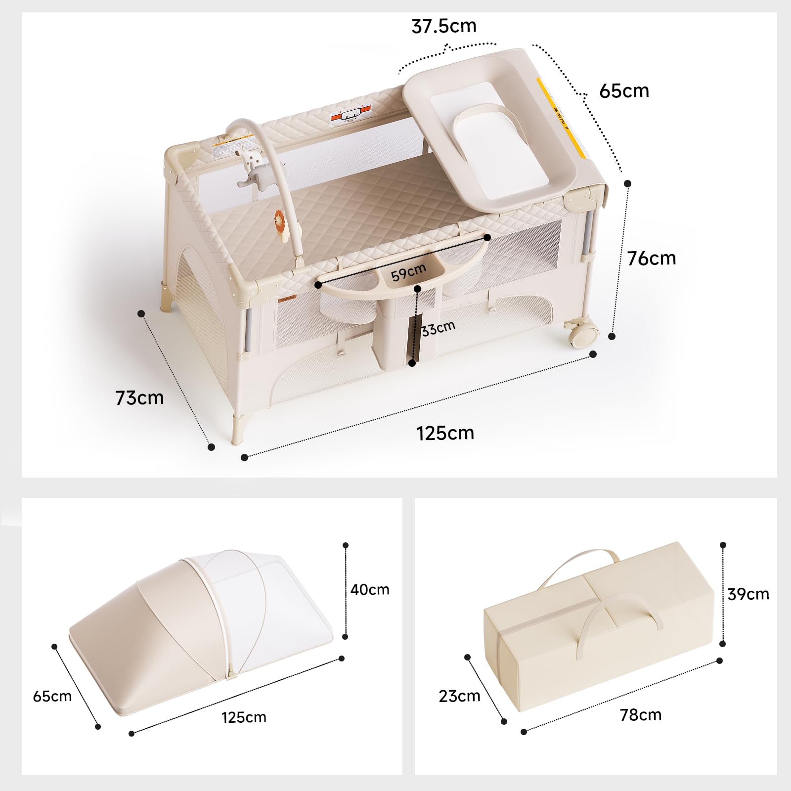 Kingobabys bedside sleeper with diaper changer allows easier night-time care.