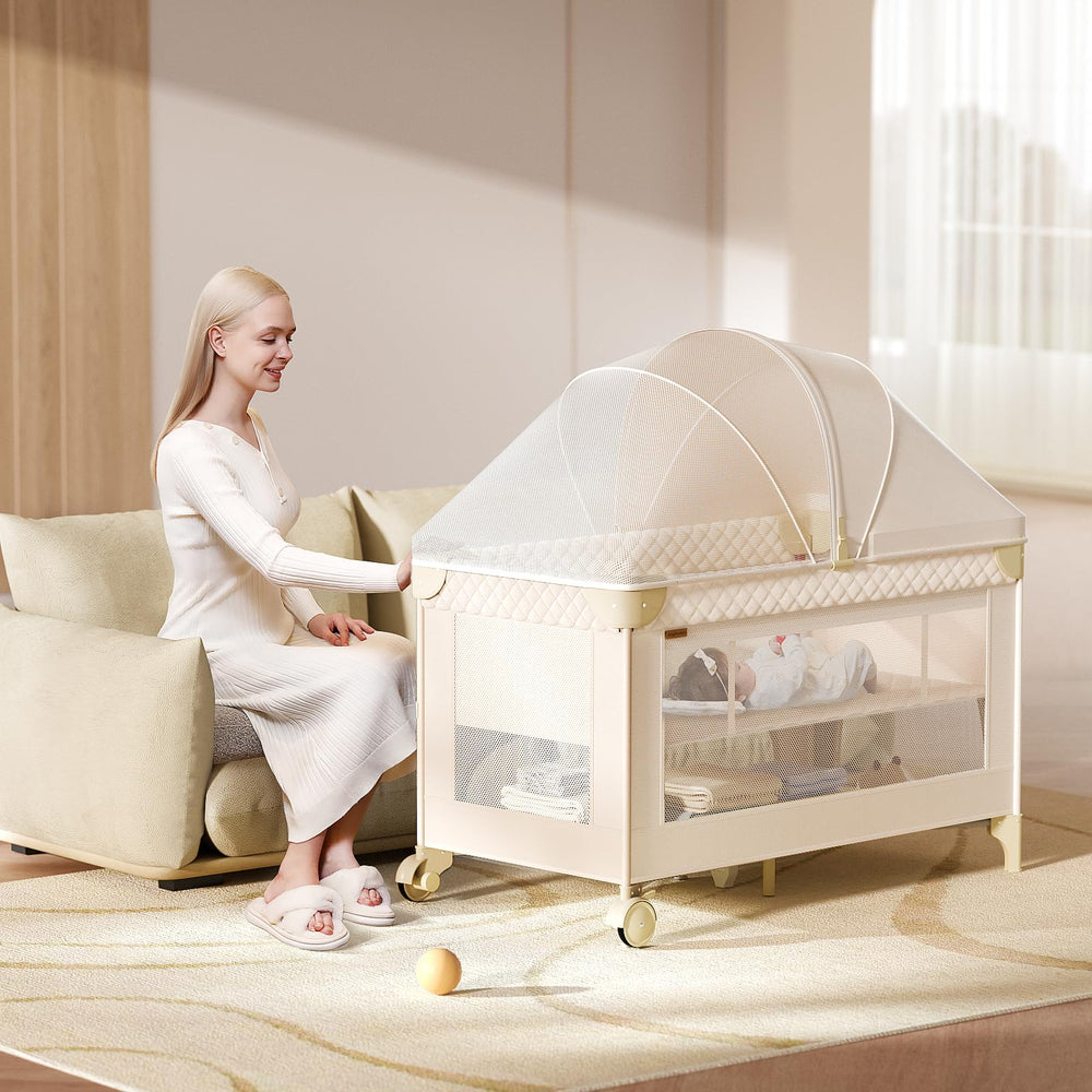 Kingobabys toy arch and shelf helps entertain and organize during naps.