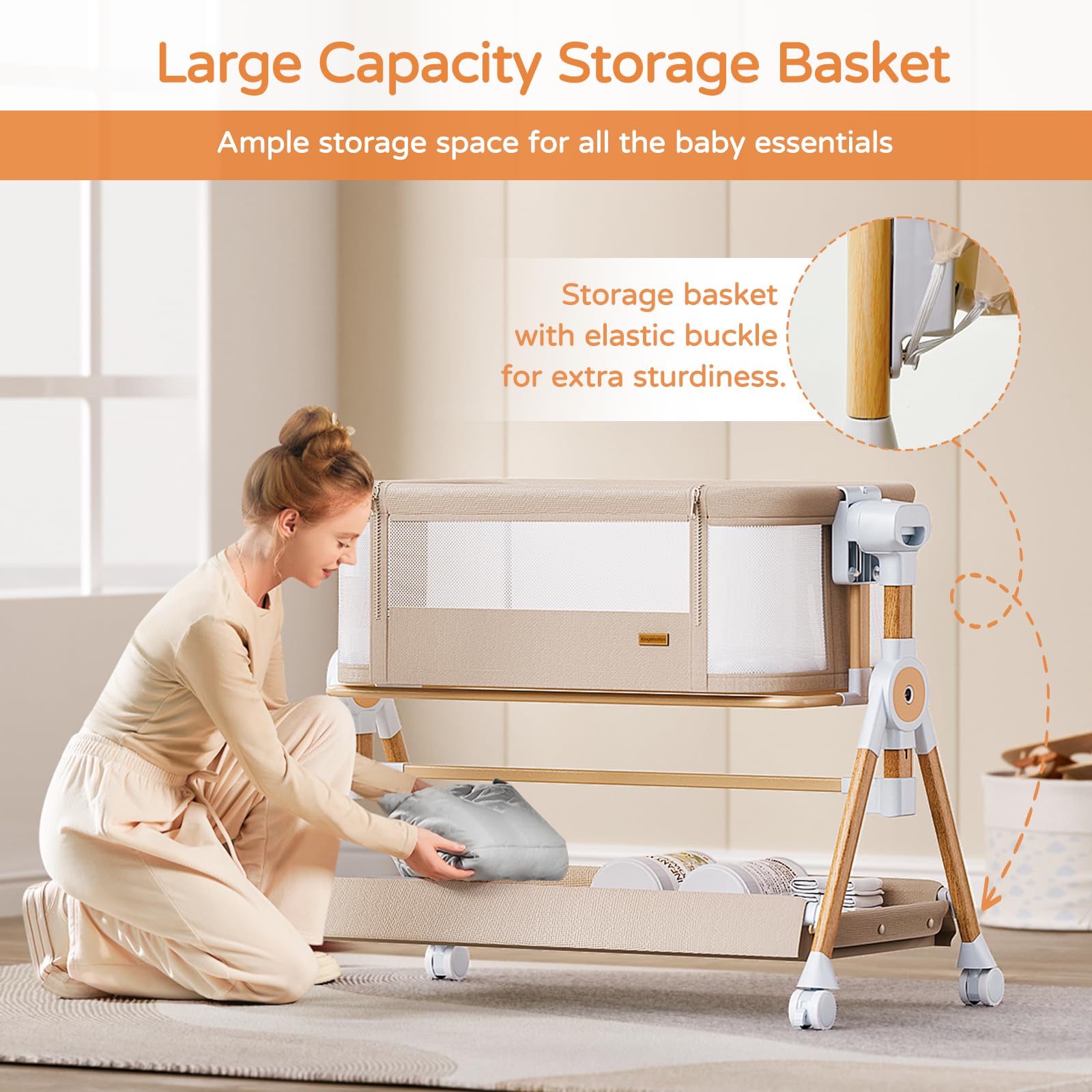 kingobabys wooden-frame-bedside-sleeper combines sturdy construction with elegant design