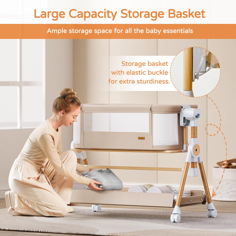 kingobabys wooden-frame-bedside-sleeper combines sturdy construction with elegant design