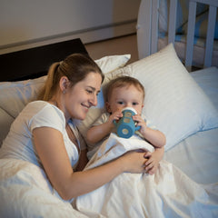 Kingwi silicone sleeve on Avent 8oz bottle in white for secure grip