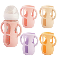 Kingwi silicone sleeve apricot for 8oz Avent bottle protects from drops during feeding