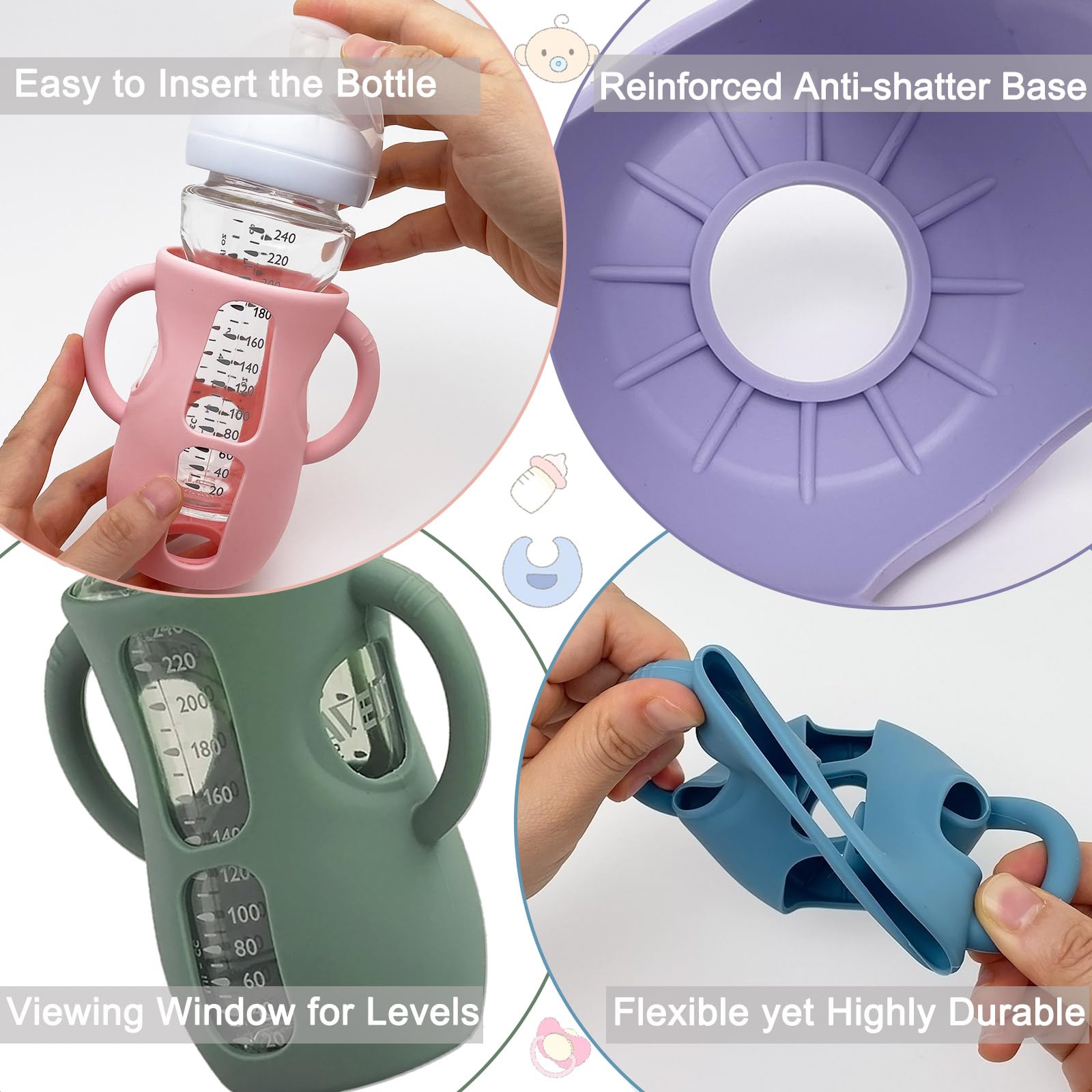 Kingwi silicone sleeve with handles demonstrates easy grip for older babies