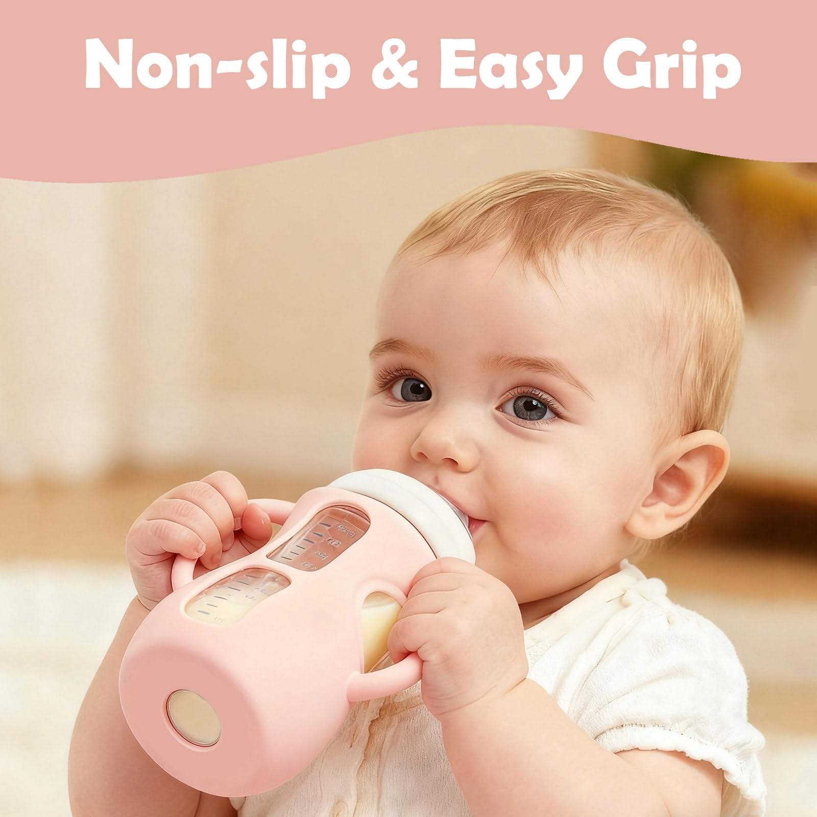 Kingwi silicone sleeve purple for 8oz Avent bottle reduces noise on surfaces