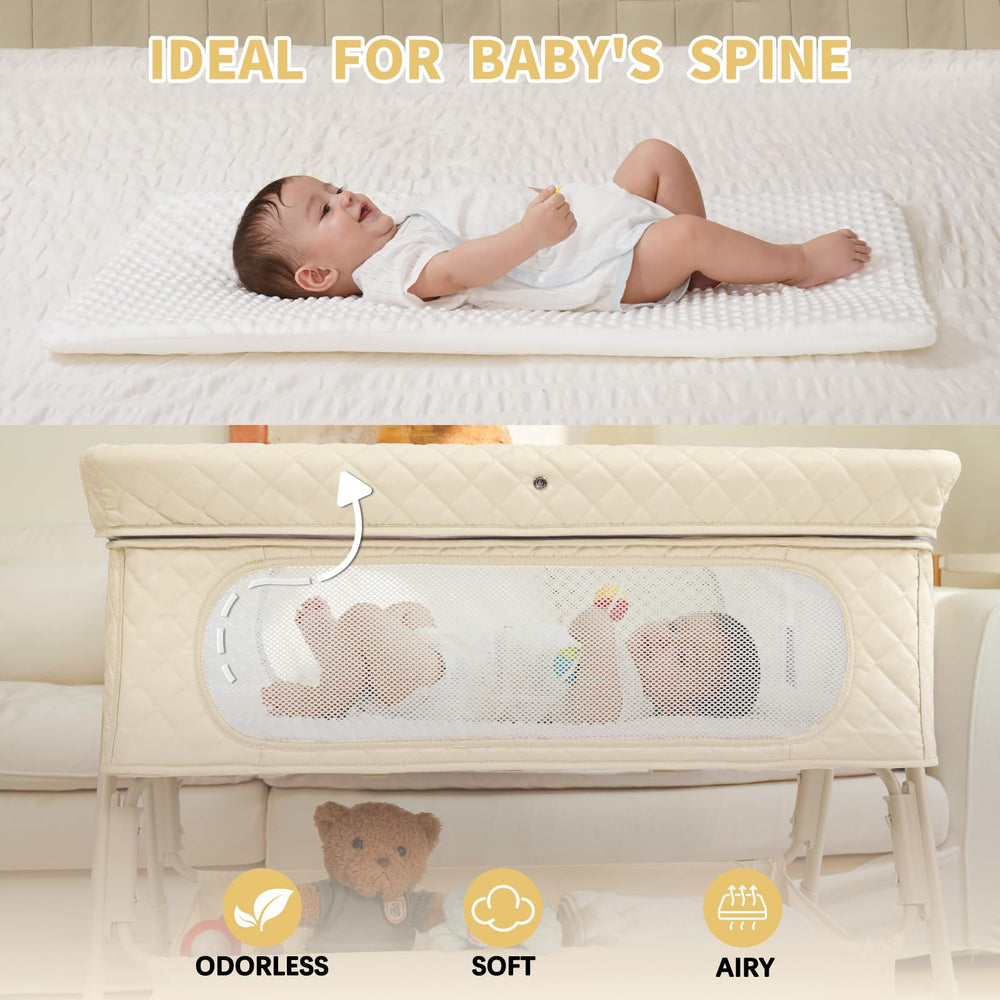Kiniew Baby Crib Portable Foldable is travel-friendly and space-efficient.