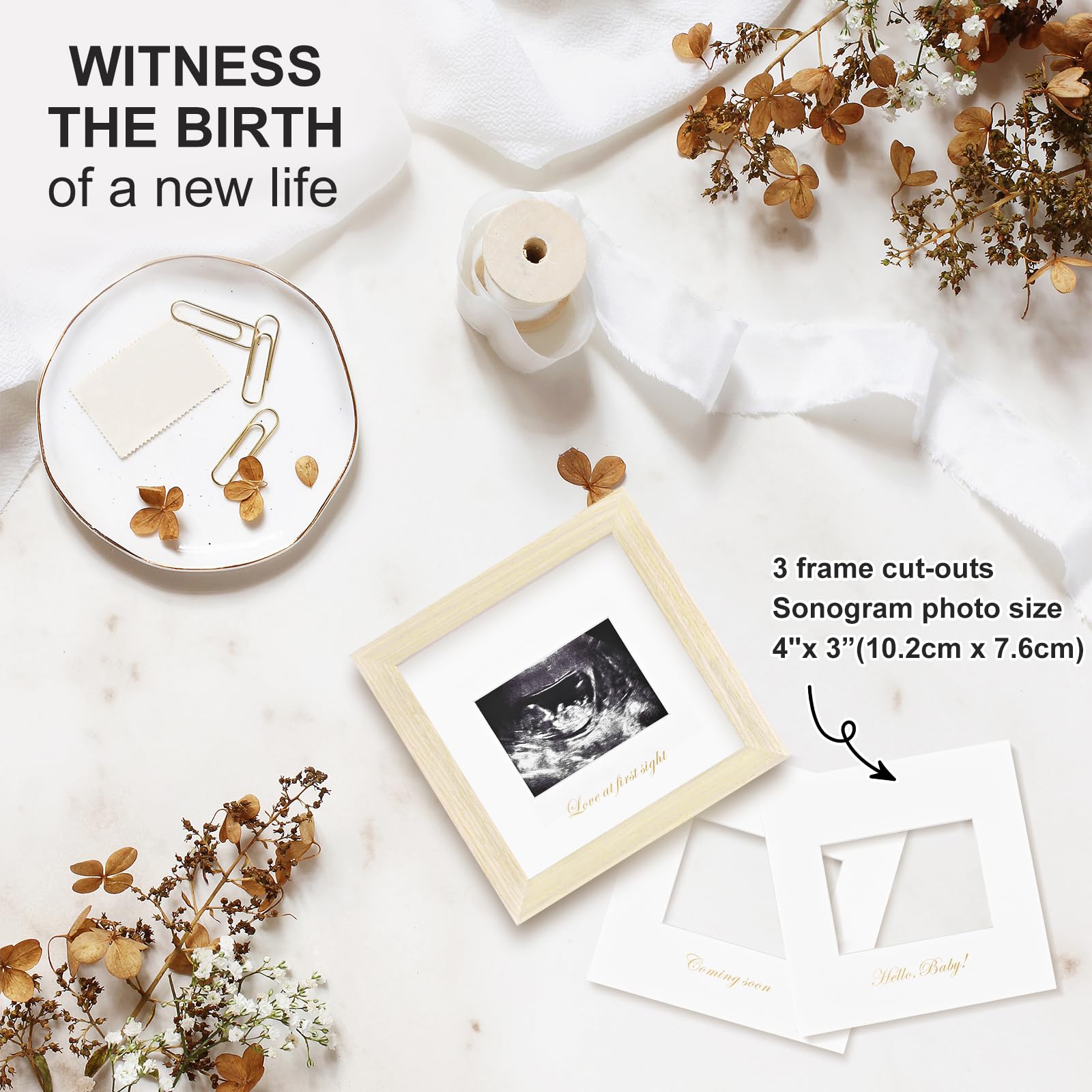 KINLINK Ultrasound photo 4x3 frame; perfect for keepsake display.