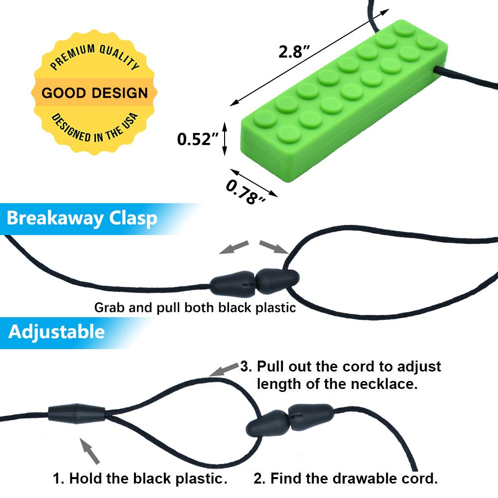 Kinper chew necklace four-pack colors shown for stylish sensory support