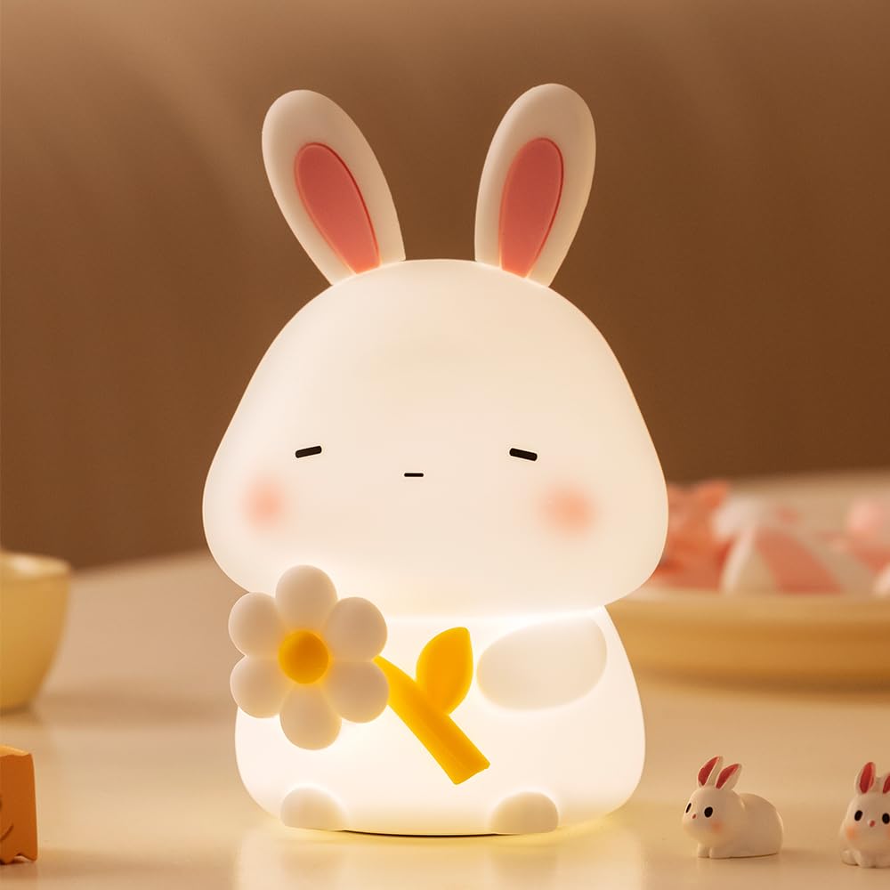 KinYiLO bunny night light soft silicone emits cozy glow for bedtime comfort