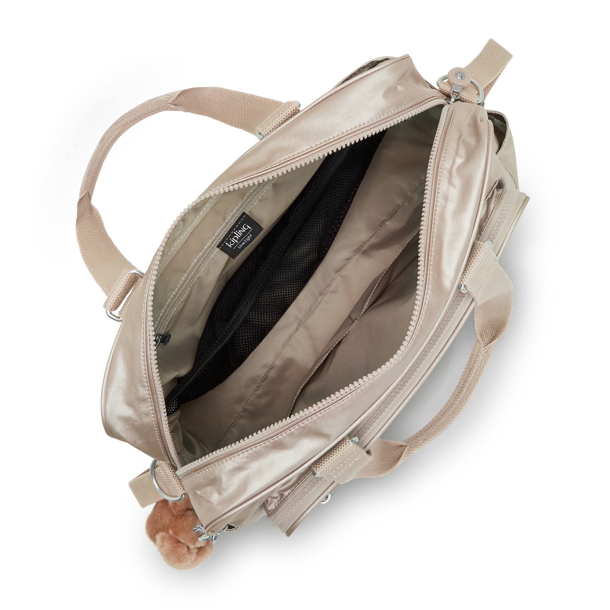 Kipling Alanna diaper bag Quartz Metallic interior with organizers