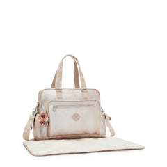 Kipling Alanna diaper bag Quartz Metallic side pocket for easy access