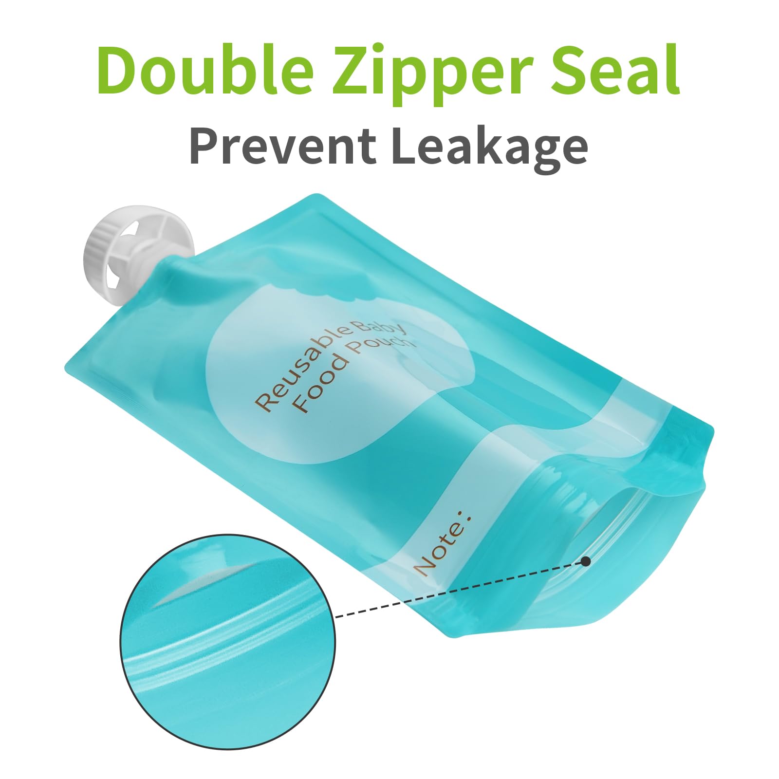 Kirecoo pouches with double zipper prevent leaks and mess during transport.