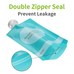 Kirecoo pouches with double zipper prevent leaks and mess during transport.