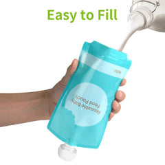 Kirecoo pouch with rounded bottom corners reduces spills and improves handling.
