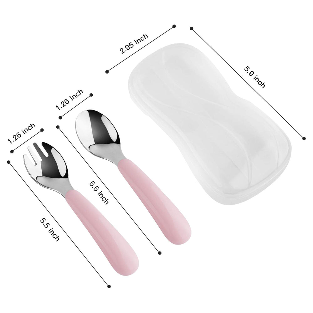 Kirecoo toddler spoons stainless steel with curved handles for easy grasp