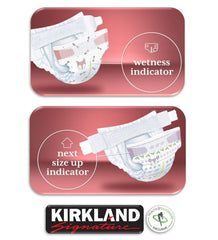 Kirkland Signature Diapers Size 2 use plant-based materials for safe wear.